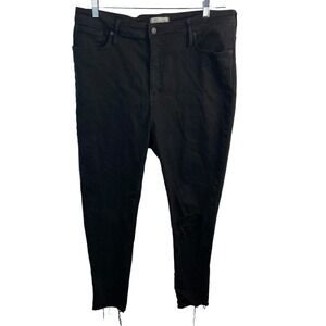 MADEWELL 14" High Rise Skinny Black Distressed Denim Jeans M3112 Size 35 Stretch